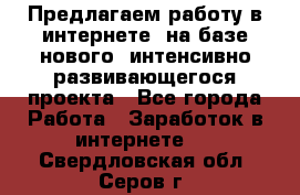 Предлагаем работу в интернете, на базе нового, интенсивно-развивающегося проекта - Все города Работа » Заработок в интернете   . Свердловская обл.,Серов г.